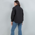 Wholesale light Weight Quilted Shacket Collar Pack Snap Button Closure Two Snap