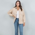 Wholesale light Weight Quilted Shacket Collar Pack Snap Button Closure Two Snap