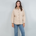 Wholesale light Weight Quilted Shacket Collar Pack Snap Button Closure Two Snap