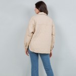 Wholesale light Weight Quilted Shacket Collar Pack Snap Button Closure Two Snap