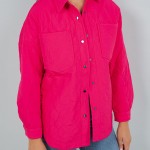 Wholesale light Weight Quilted Shacket Collar Pack Snap Button Closure Two Snap