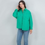 Wholesale light Weight Quilted Shacket Collar Pack Snap Button Closure Two Snap