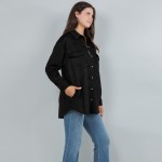 Wholesale suede Snap Jacket Collar Two Side Pockets Spandex Polyester