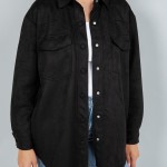 Wholesale suede Snap Jacket Collar Two Side Pockets Spandex Polyester