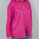 Wholesale suede Snap Jacket Collar Two Side Pockets Spandex Polyester