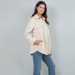 Wholesale suede Snap Jacket Collar Two Side Pockets Spandex Polyester