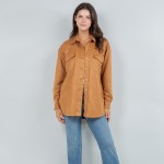 Wholesale suede Snap Jacket Collar Two Side Pockets Spandex Polyester