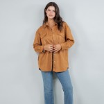 Wholesale suede Snap Jacket Collar Two Side Pockets Spandex Polyester