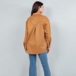 Wholesale suede Snap Jacket Collar Two Side Pockets Spandex Polyester