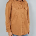 Wholesale suede Snap Jacket Collar Two Side Pockets Spandex Polyester