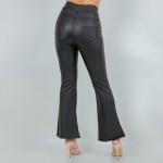 Wholesale women s Rise Straight Leg Vegan Leather Pants Pack Full Polyamide Elas