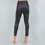 Wholesale rise Straight Leg Vegan Leather Pants Pack Straight Leg Pockets Belt