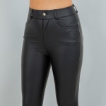 Wholesale rise Straight Leg Vegan Leather Pants Pack Straight Leg Pockets Belt