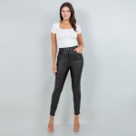 Wholesale rise Straight Leg Vegan Leather Pants Pack Straight Leg Pockets Belt