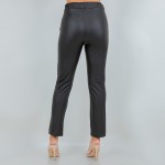 Wholesale rise Straight Leg Vegan Leather Pants Pack Straight Leg Pockets Belt