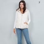 Wholesale chevron Quilted Puffer Vest Zip Closure Detachable Zip Hood Two Side P