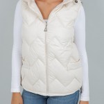 Wholesale chevron Quilted Puffer Vest Zip Closure Detachable Zip Hood Two Side P