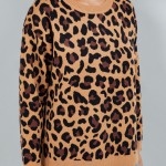 Wholesale soft Knit Leopard Print Sweater Pack Crew Neckline Viscose Nylon PBT