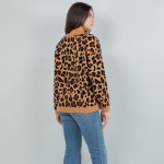 Wholesale soft Knit Leopard Print Sweater Pack Crew Neckline Viscose Nylon PBT