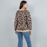 Wholesale soft Knit Leopard Print Sweater Pack Crew Neckline Viscose Nylon PBT