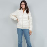 Wholesale quilted Puffer Jacket Full Zipper Closure Two Zipper Pockets Polyester