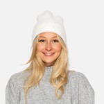 Wholesale fuzzy Knit Cuff Beanie Faux Fur Pom Rhinestone Details One Fits Most P