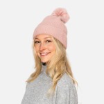 Wholesale fuzzy Knit Cuff Beanie Faux Fur Pom Rhinestone Details One Fits Most P