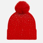 Wholesale fuzzy Knit Cuff Beanie Faux Fur Pom Rhinestone Details One Fits Most P