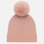 Wholesale fuzzy Knit Cuff Beanie Faux Fur Pom Rhinestone Details One Fits Most P