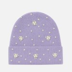 Wholesale fuzzy Knit Cuff Beanie Faux Fur Pom Rhinestone Pearl Details One Fits