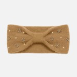 Wholesale fuzzy Knit Knotted Headwrap Pearls Rhinestone Flower Details One Fits