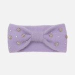 Wholesale fuzzy Knit Knotted Headwrap Pearls Rhinestone Flower Details One Fits
