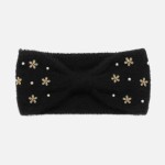 Wholesale fuzzy Knit Knotted Headwrap Pearls Rhinestone Flower Details One Fits