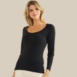 Wholesale sculpted Chic Seamless Long Sleeve Top Scoop Neckline Smooth Soft stre
