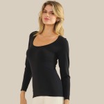 Wholesale sculpted Chic Seamless Long Sleeve Top Scoop Neckline Smooth Soft stre