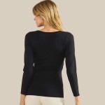 Wholesale sculpted Chic Seamless Long Sleeve Top Scoop Neckline Smooth Soft stre