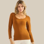 Wholesale sculpted Chic Seamless Long Sleeve Top Scoop Neckline Smooth Soft stre