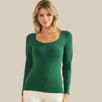 Wholesale sculpted Chic Seamless Long Sleeve Top Scoop Neckline Smooth Soft stre