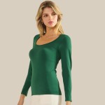 Wholesale sculpted Chic Seamless Long Sleeve Top Scoop Neckline Smooth Soft stre