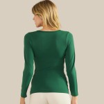 Wholesale sculpted Chic Seamless Long Sleeve Top Scoop Neckline Smooth Soft stre