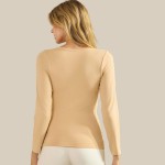Wholesale sculpted Chic Seamless Long Sleeve Top Scoop Neckline Smooth Soft stre