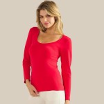 Wholesale sculpted Chic Seamless Long Sleeve Top Scoop Neckline Smooth Soft stre