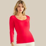 Wholesale sculpted Chic Seamless Long Sleeve Top Scoop Neckline Smooth Soft stre