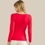 Wholesale sculpted Chic Seamless Long Sleeve Top Scoop Neckline Smooth Soft stre
