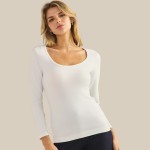 Wholesale sculpted Chic Seamless Long Sleeve Top Scoop Neckline Smooth Soft stre