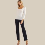 Wholesale sculpted Chic Seamless Long Sleeve Top Scoop Neckline Smooth Soft stre