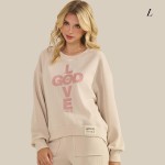 Wholesale god Love Corduroy Pullover Graphic Sweatshirt Crew Neck Dropped Should