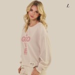 Wholesale god Love Corduroy Pullover Graphic Sweatshirt Crew Neck Dropped Should
