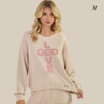 Wholesale god Love Corduroy Pullover Graphic Sweatshirt Crew Neck Dropped Should