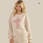 Wholesale god Love Corduroy Pullover Graphic Sweatshirt Crew Neck Dropped Should